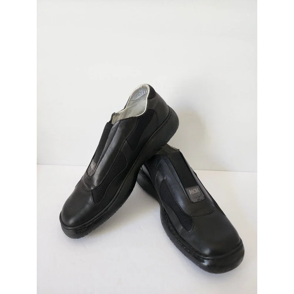 Vtg MCM Men's Black Loafers Leather Moccasins Slip On Shoes Size 10 Eur 43